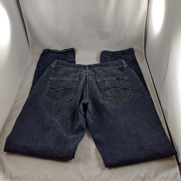 Angels Womens Zipper Fly Straight Leg Dark Wash Blue Jeans 7 - Picture 4 of 11